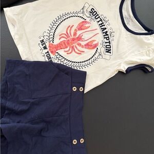 Max Studio Navy and Cream lobster beach Kids Outfit
